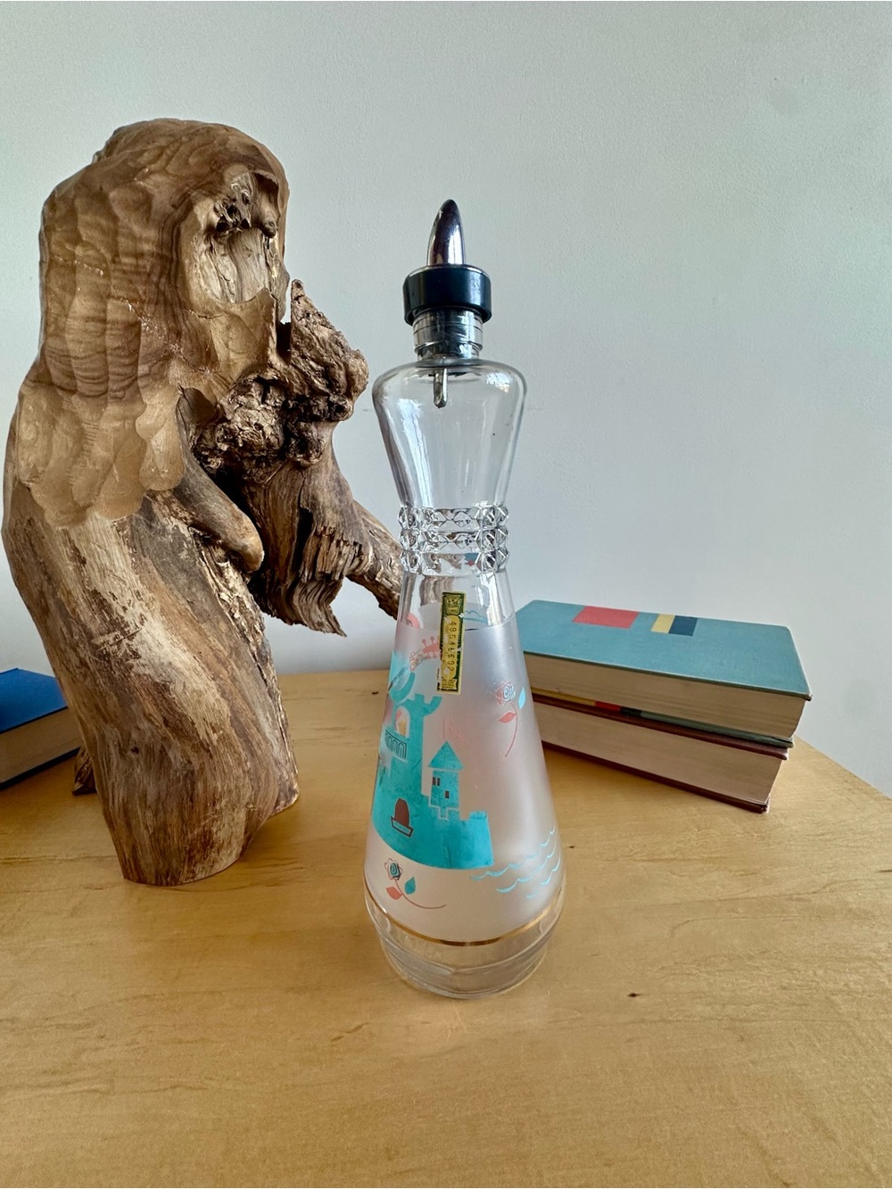 Bath & Body Glass Lotion Dispenser - Turquoise/White